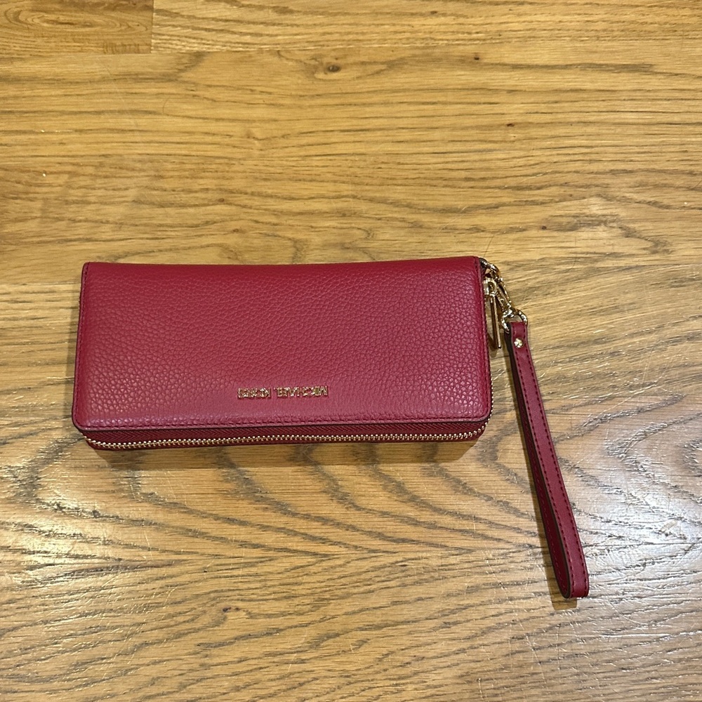 Red Leather Wristlet Wallet